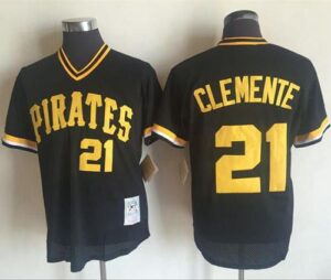 Mitchell And Ness 1982 Pittsburgh Pirates #21 Roberto Clemente Stitched Black Throwback Jersey