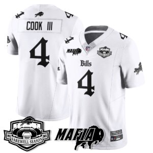 James Cook III #4 Buffalo Bills BUF Mafia Gothic Vapor Limited Jersey - Farewell Highmark Patch - All Stitched