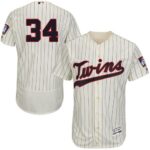 Minnesota Twins #34 Kirby Puckett Cream Strip Flexbase Collection Stitched Jersey
