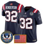 TreVeyon Henderson #32 New England Patriots United States 250th Anniversary Patch Vapor Limited Jersey - All Stitched