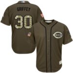 Cincinnati Reds #30 Ken Griffey Green Salute to Service Stitched Jersey