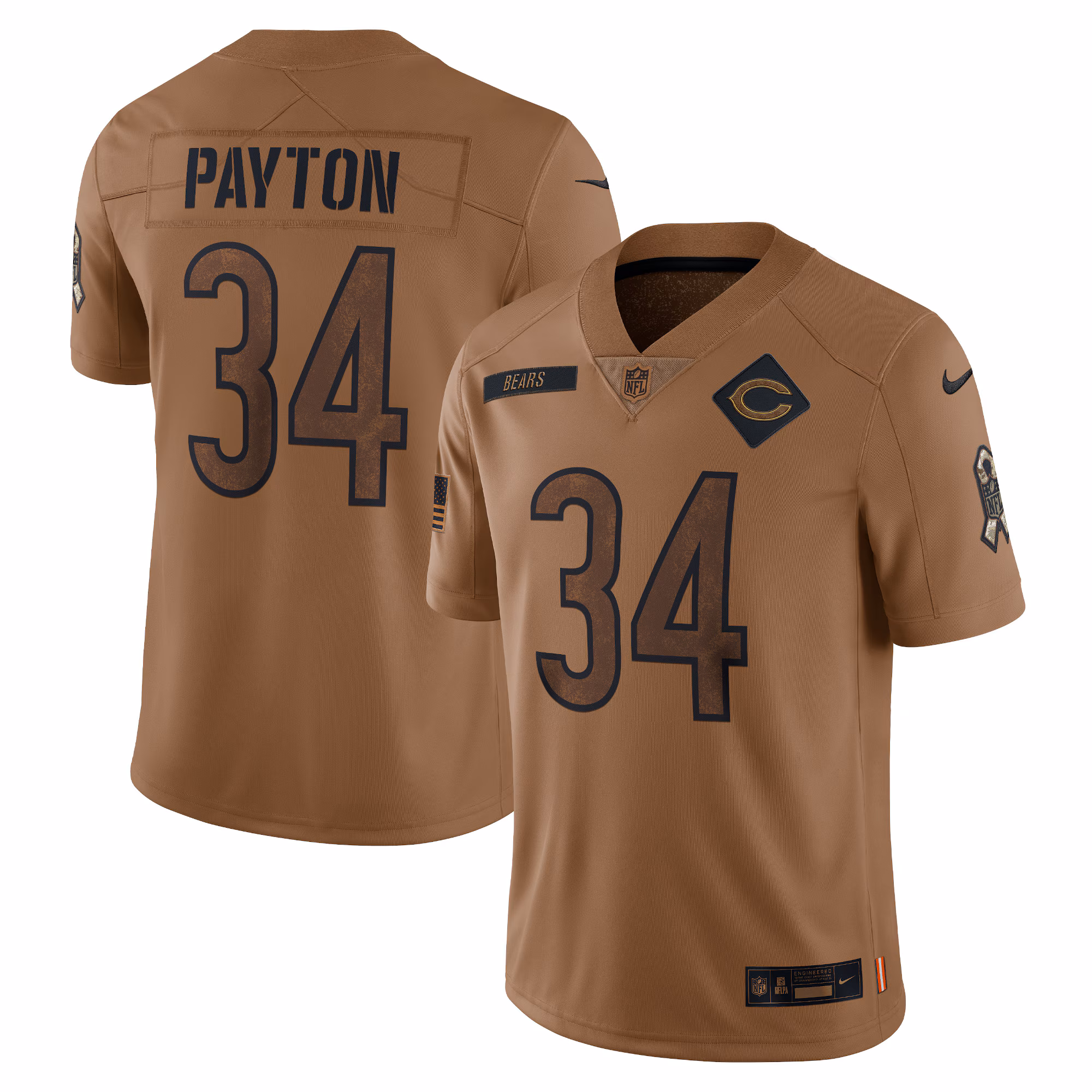 Walter Payton Chicago Bears Women's 2023 Salute To Service Retired Player Limited Jersey - Brown