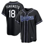 Yoshinobu Yamamoto #18 Los Angeles Dodgers Fashion Replica Out Jersey - Black