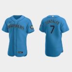 Men's Seattle Mariners #7 Marco Gonzales Royal Alternate Flex Base Jersey