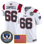 Will Campbell #66 New England Patriots United States 250th Anniversary Patch Vapor Limited Jersey - All Stitched