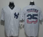 New York Yankees #25 Mark Teixeira White Strip USA Flag Fashion Stitched Jersey