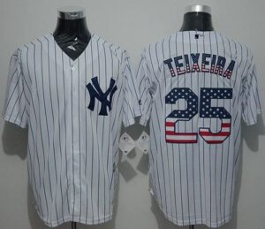 New York Yankees #25 Mark Teixeira White Strip USA Flag Fashion Stitched Jersey