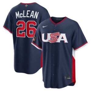 Nolan McLean #26 USA Baseball 2026 World Baseball Classic Road Stadium Jersey - Navy