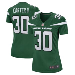 Michael Carter II New York Jets  Women's Game Jersey - Gotham Green