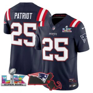 Patriot #25 New England Patriots Super Bowl LX Patch Vapor Limited Game Jersey - All Stitched