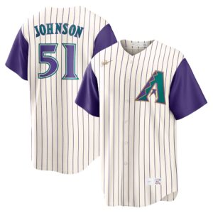 Men's Arizona Diamondbacks Randy Johnson  Cream/Purple Alternate Cooperstown Collection Player Jersey