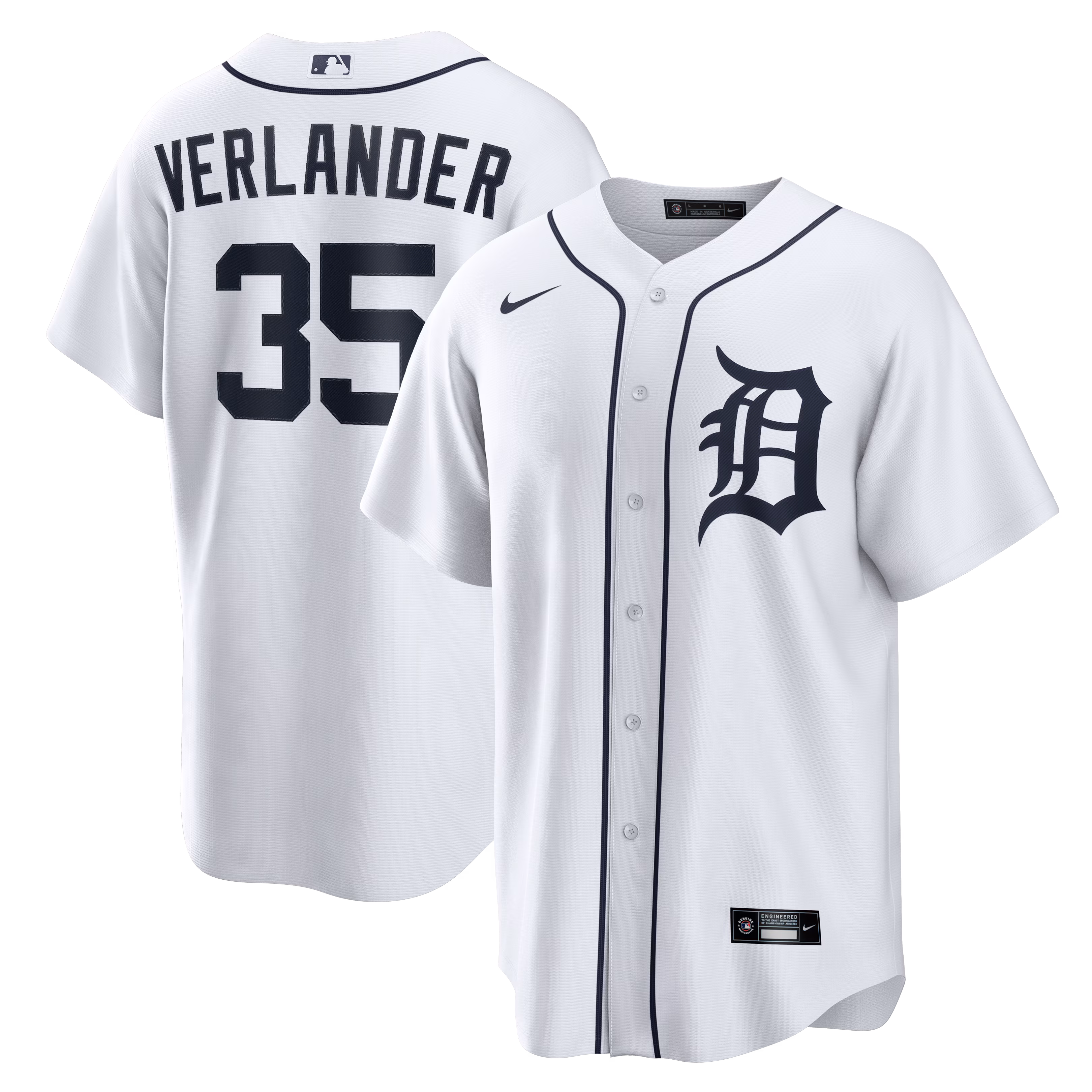 Justin Verlander  #35 Detroit Tigers Home Replica Jersey - White