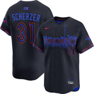 Men's #31 Max Scherzer Toronto Blue Jays 2024 City Connect Navy Jersey