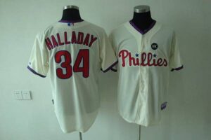 Philadelphia Phillies #34 Roy Halladay Stitched Cream Jersey
