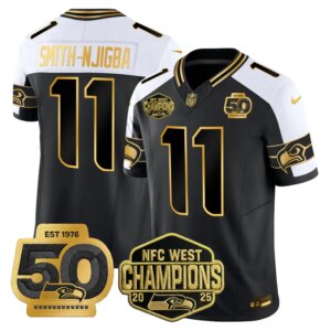 Smith-Njigba #11  Seattle Seahawks SEA 2026 NFC West Champions Limited Jersey - 50th Season Patch - All Stitched