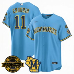 Jackson Chourio #11 Milwaukee Brewers Bob Uecker Patch Limited Jersey - All Stitched
