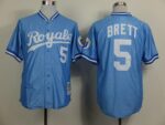 Mitchell And Ness Kansas City Royals #5 George Brett Light Blue Throwback Stitched Jersey