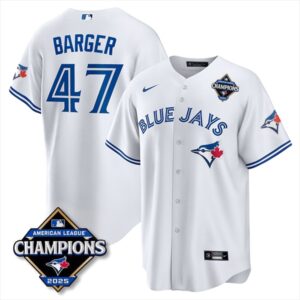 Addison Barger #47 Toronto Blue Jays 2025 American League Champions Jersey Stitched White
