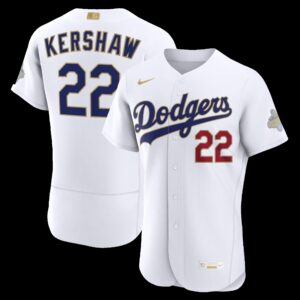Los Angeles Dodgers Clayton Kershaw #22 White 2026 Gold Collection Authentic Jersey