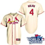 St. Louis Cardinals #4 Yadier Molina Cream Cool Base 2013 World Series Patch Stitched Jersey