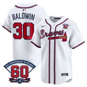 Drake Baldwin #30 Atlanta Braves 60th Patch Home Limited Player Jersey - White