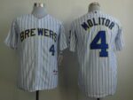 Milwaukee Brewers #4 Paul Molitor White (Blue Strip) Stitched Jersey