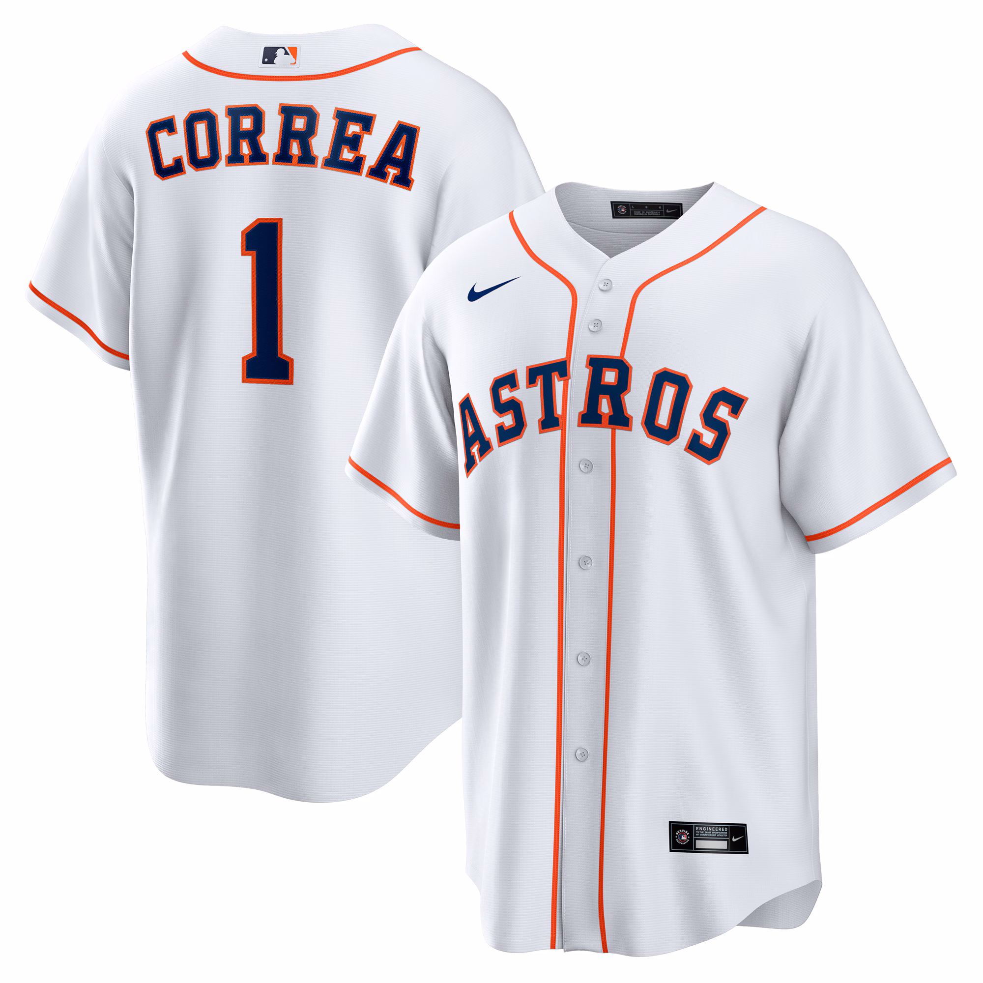 Houston Astros Carlos Correa #1 White Home Replica Jersey