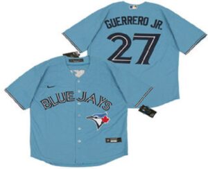 Men's Toronto Blue Jays #27 Vladimir Guerrero Jr. Light Blue Stitched Cool Base  Jersey