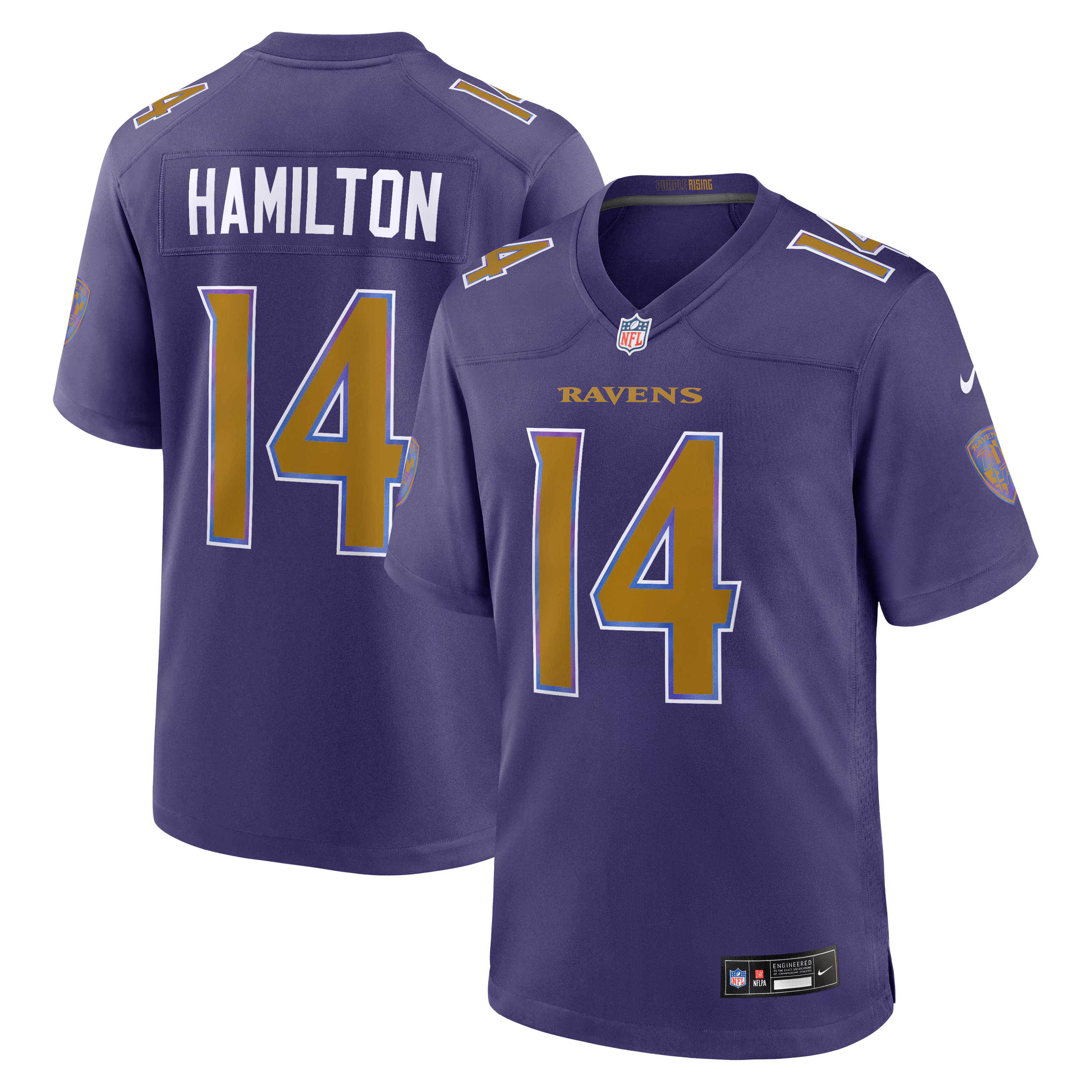Men's Baltimore Ravens Kyle Hamilton #14 Purple Alternate Game Jersey