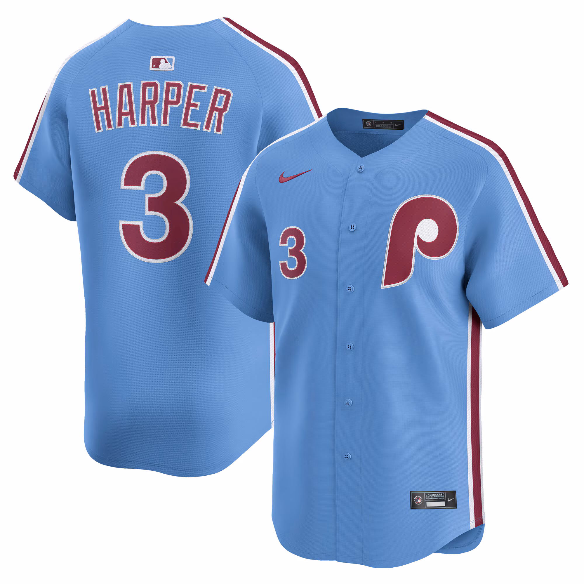 Philadelphia Phillies Bryce Harper #3 Light Blue Alternate Limited Player Jersey