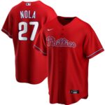 Men's  Philadelphia Phillies #27 Aaron Nola Red Alternate 2020 Jersey