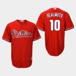 Men's Philadelphia Phillies #10 J.T. Realmuto Scarlet Majestic Alternate Cool Base Jersey