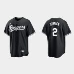 Men's Texas Rangers #2 Marcus Semien Black White Official Jersey
