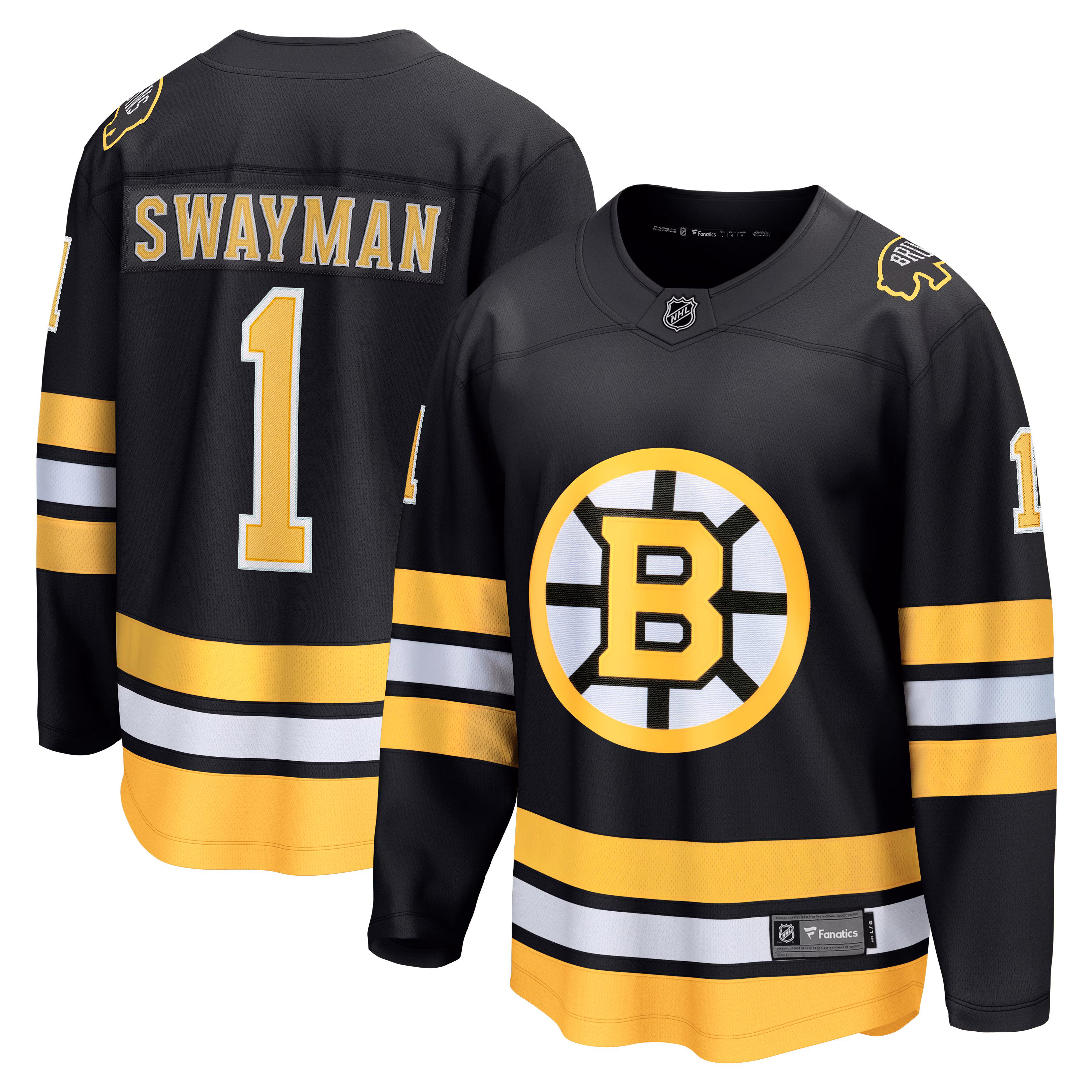 Boston Bruins Jeremy Swayman #1 Fanatics Black Home Breakaway Jersey