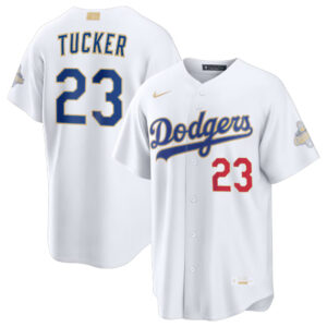 Kyle Tucker #23 Los Angeles Dodgers 250th Patch White 2026 Gold Collection Stadium Jersey - White