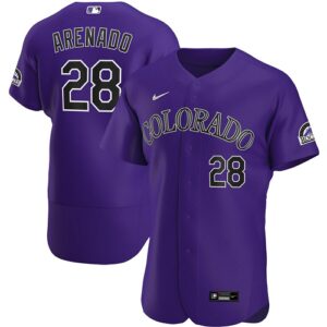 Men's  Colorado Rockies #28 Nolan Arenado Purple Alternate 2020 Player Jersey