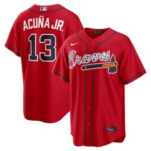 Atlanta Braves Ronald Acuña Jr. #13 Red Alternate 2 Replica Jersey