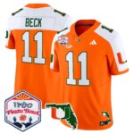 Carson Beck #11 Miami Hurricanes MIA 2026 The Fiesta Bowl & Florida Patch Vapor Limited Jersey - All Stitched