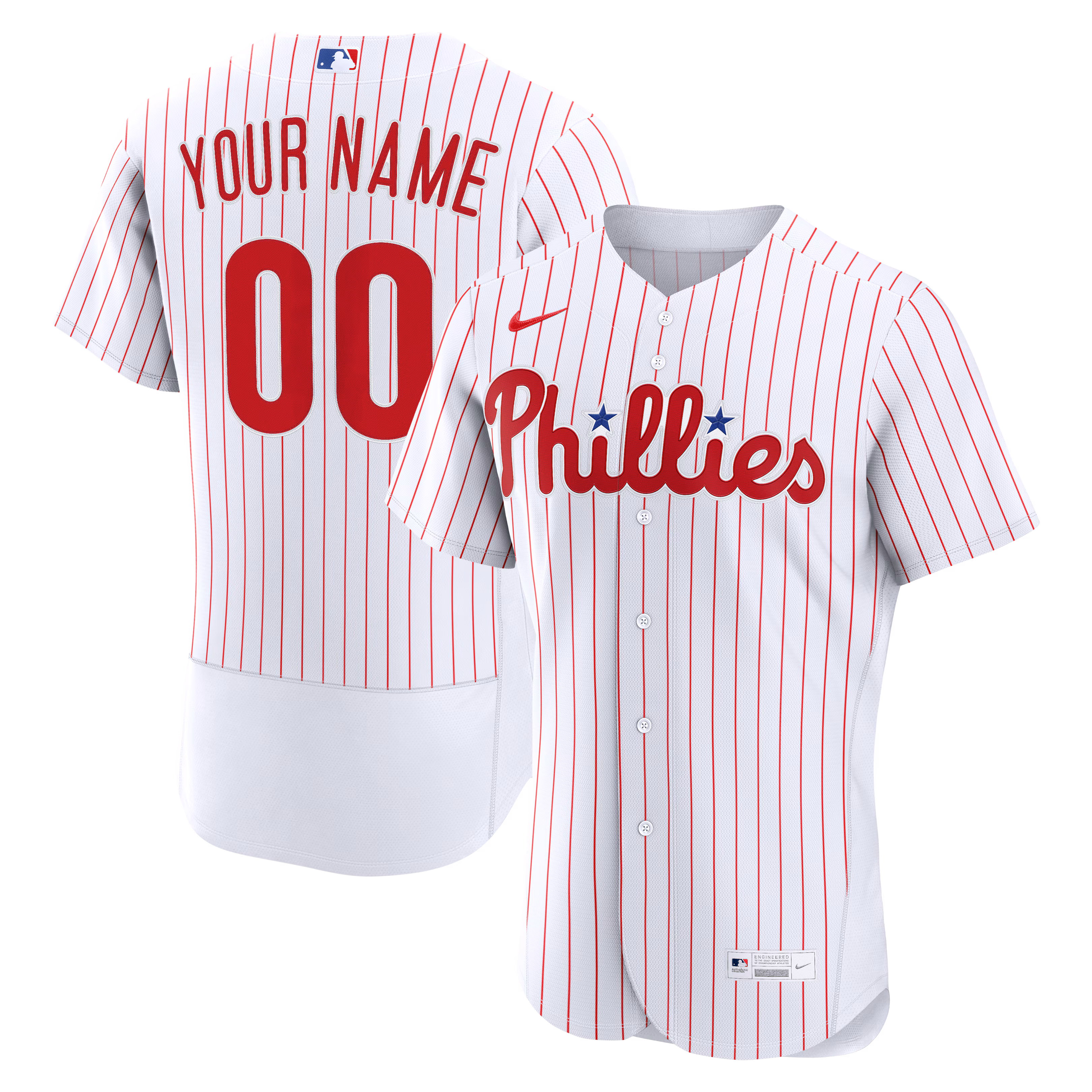 Philadelphia Phillies White Home Authentic Custom Jersey