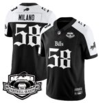 Matt Milano #58 Buffalo Bills BUF Gothic Vapor Limited Jersey - Farewell Highmark Patch - All Stitched