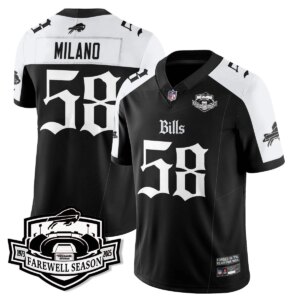 Matt Milano #58 Buffalo Bills BUF Gothic Vapor Limited Jersey - Farewell Highmark Patch - All Stitched