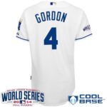 Kansas City Royals #4 Alex Gordon White Cool Base W/2014 World Series Patch Stitched Jersey