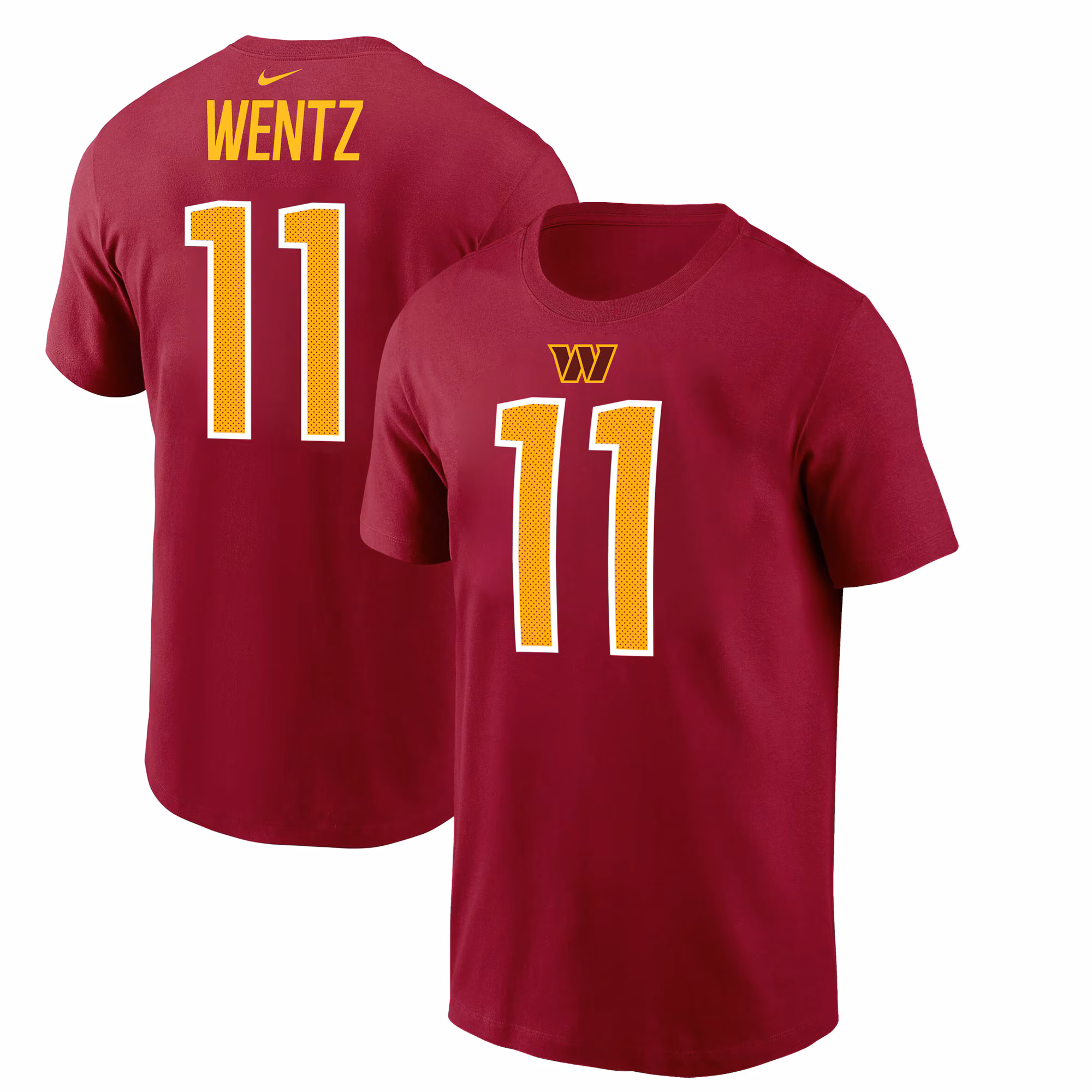 Men's Carson Wentz Burgundy Washington Commanders Player Name & Number T-Shirt