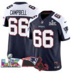 Will Campbell #66 New England Patriots Super Bowl LX Patch Vapor Limited Game Jersey - All Stitched