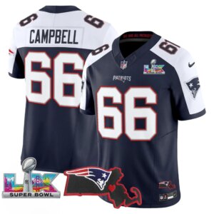 Will Campbell #66 New England Patriots Super Bowl LX Patch Vapor Limited Game Jersey - All Stitched