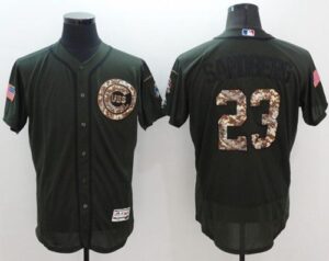 Chicago Cubs #23 Ryne Sandberg Green Flexbase Collection Salute to Service Stitched Jersey