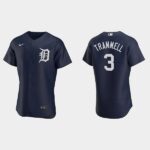 Men's Detroit Tigers #3 Alan Trammell 2020 Alternate Team Logo Navy Jersey
