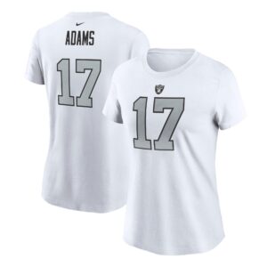 Women's Davante Adams White Las Vegas Raiders Player Name & Number T-Shirt