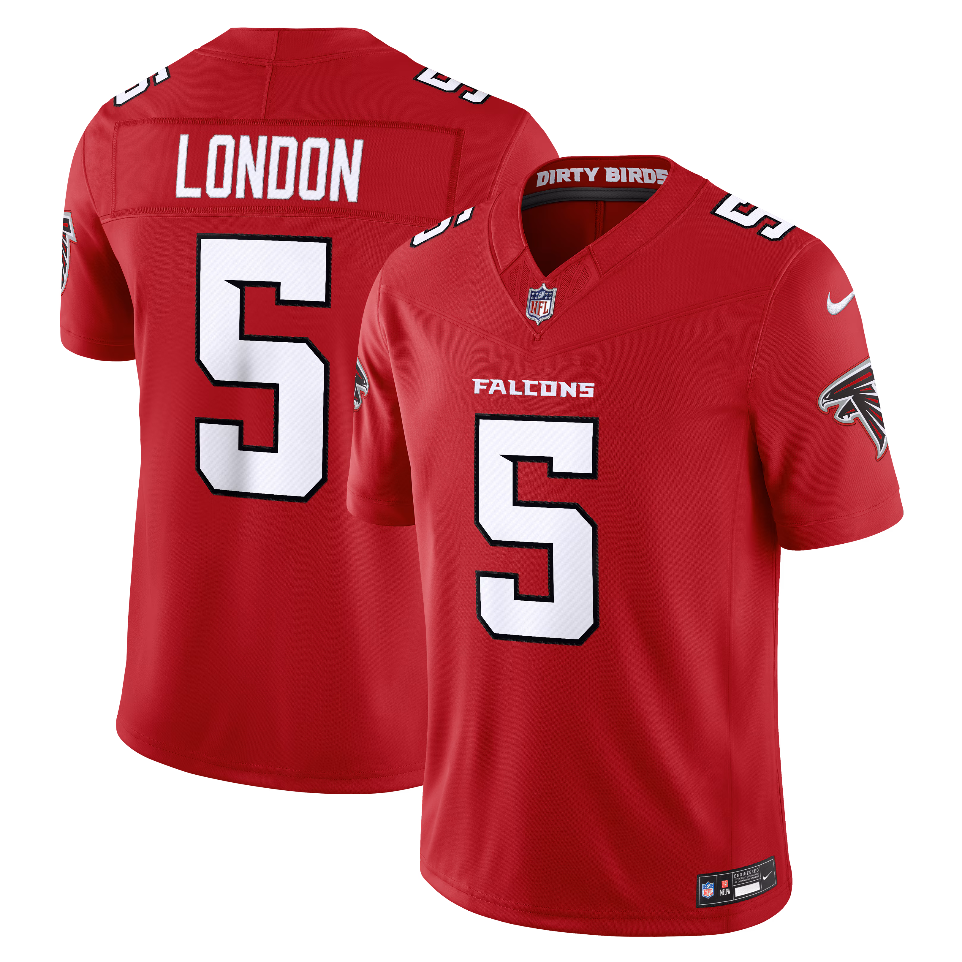 Atlanta Falcons Drake London #5 Red Vapor F.U.S.E. Sewn Down Limited Jersey