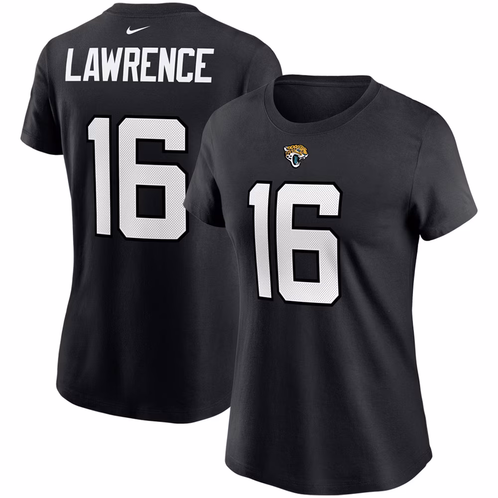 Women's Trevor Lawrence Black Jacksonville Jaguars 2021 Draft First Round Pick Player Name & Number T-Shirt